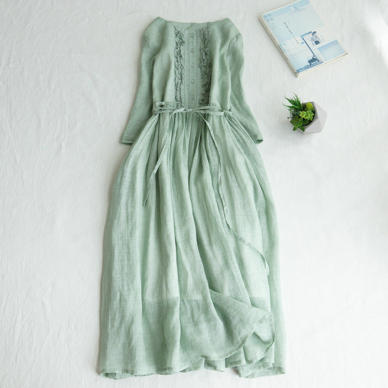 👗👗【XS-3XL】Rochie lungă din bumbac și in pentru vară