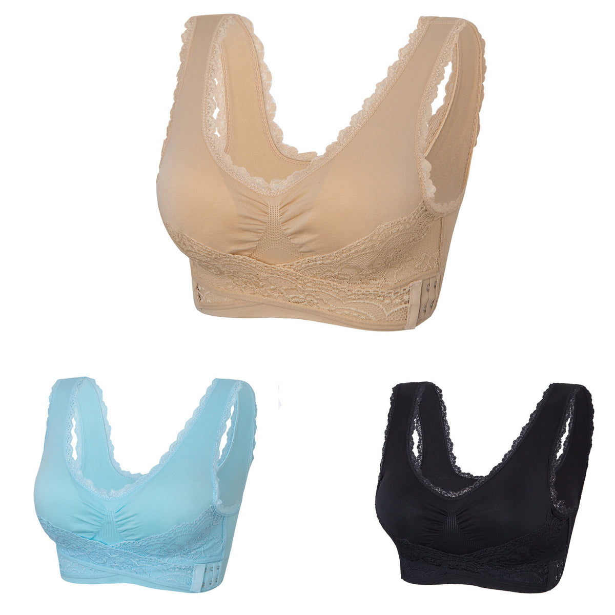 👙【49% ZNIŻKI】🔥Oferta specjalna (3/6 sztuk) wygodny koronkowy biustonosz z guzikami z przodu