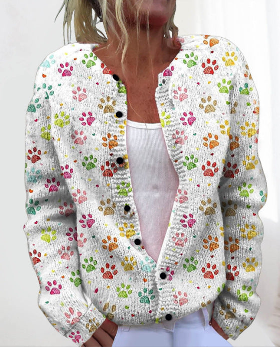 💥【M-4XL】Modny i ciepły damski kardigan dzianinowy z nadrukiem na jesień i zimę