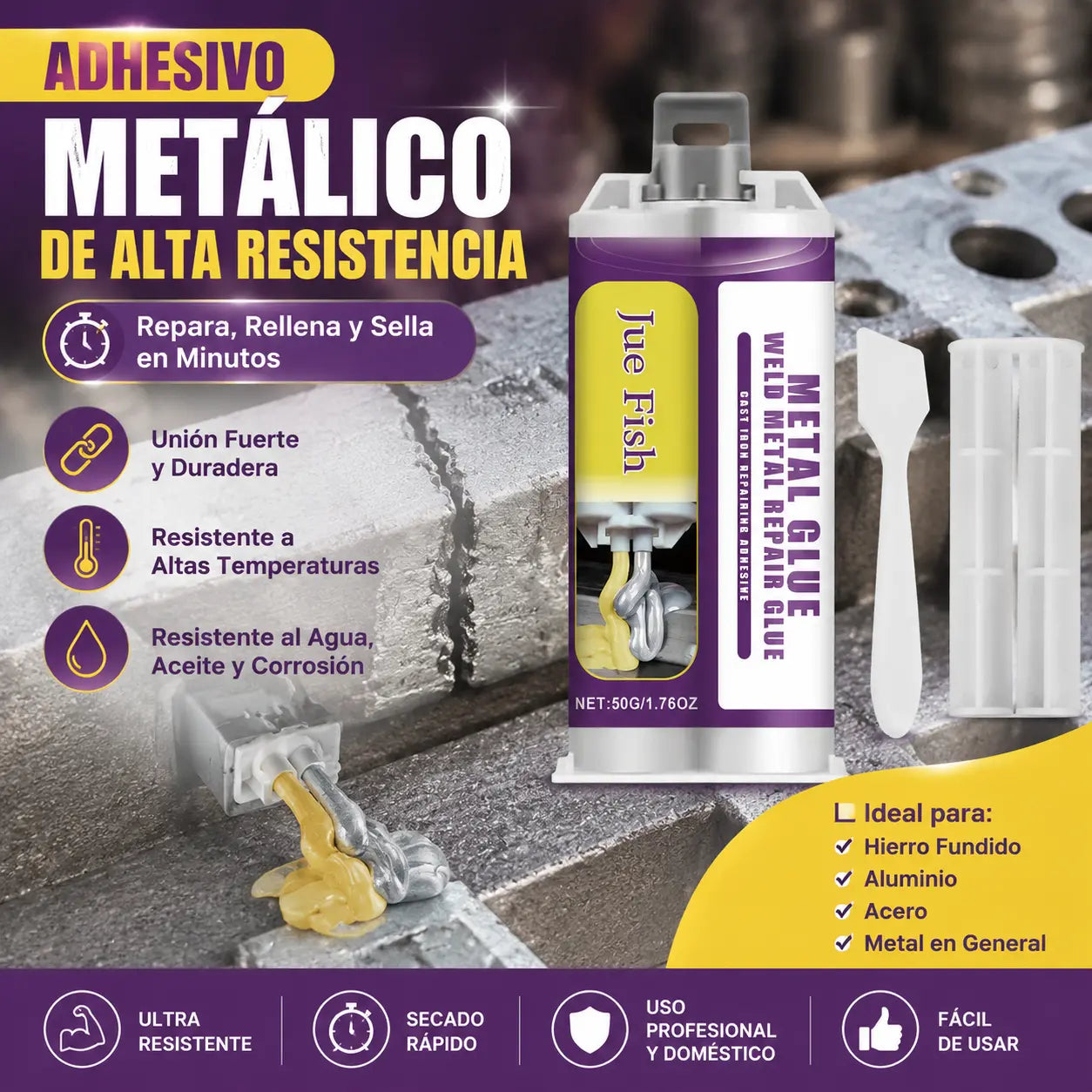 ⚡【2 juegos por 26 euros】🔩 Pegamento Metálico – Adhesivo de Reparación por Soldadura Metálica ✨