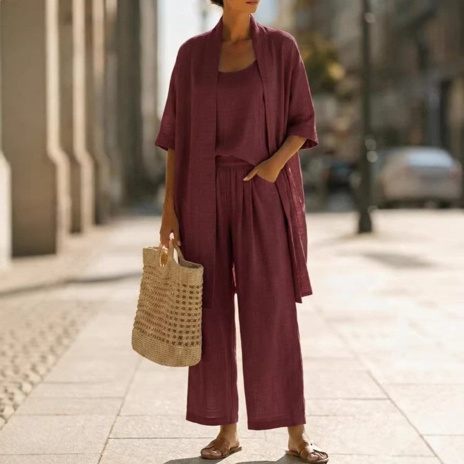 🧥【S-3XL】2026 Novi jednobojni putni i odmorni udobni ležerni elegantni set od tri dijela
