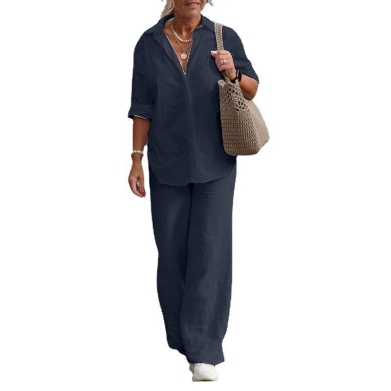 50%OFF✨🎀Traje casual liso con pantalón de pierna ancha (tallas S-5XL)