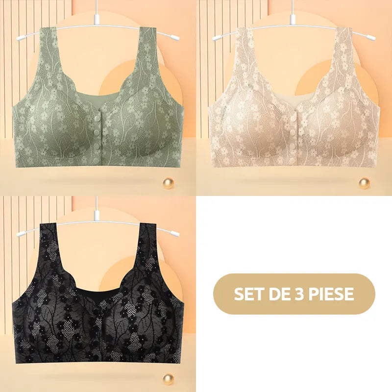 đăPack de 3 unidadesăSujetador sin aros para mujer con botones en la parte delantera â¤ď¸ă40-100 kgă