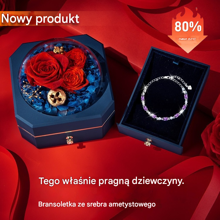 ✨✨【【Kup 1, a 1 otrzymasz gratis】💜Nowa romantyczna damska bransoletka z fioletowym kryształem ze srebra próby 925