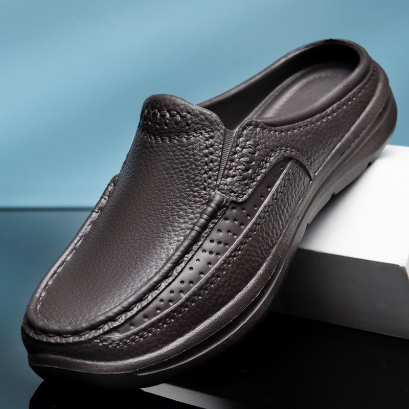 🔥50% popusta👞【39-45】Nove ljetne udobne prozračne muške papuče od prave kože, ručno izrađene, s debelim potplatom