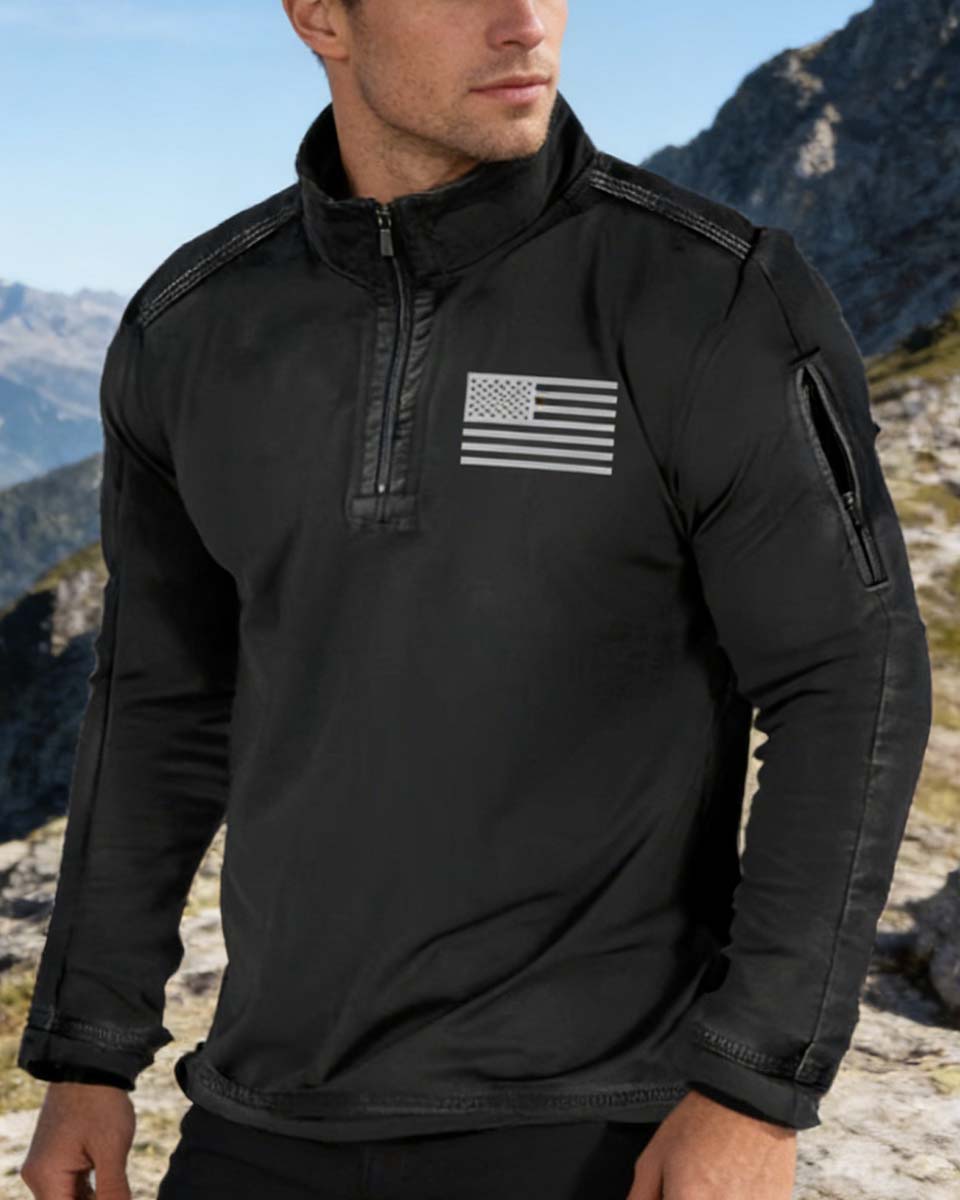 🎉【Sleva brzy končí】 Pánská outdoorová taktická mikina s kapucí, dlouhým rukávem, fleecovou podšívkou, kapsami na zip a polovičním límcem.