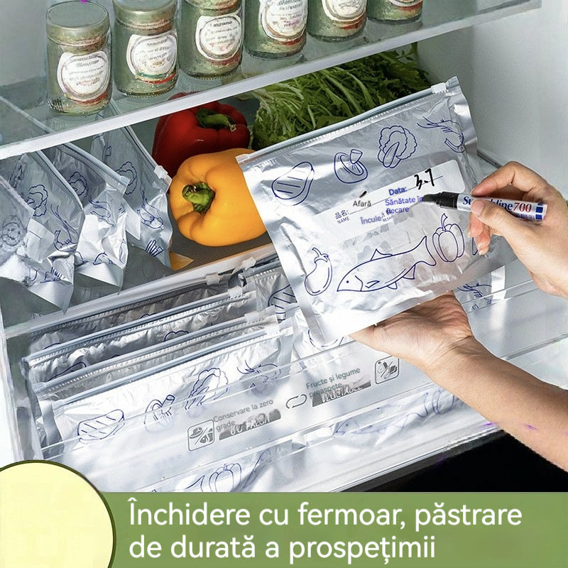 🔥🔥Un total de 60 de pungi antibacteriene din folie de aluminiu, super ușor de utilizat, pentru păstrarea prospețimii.