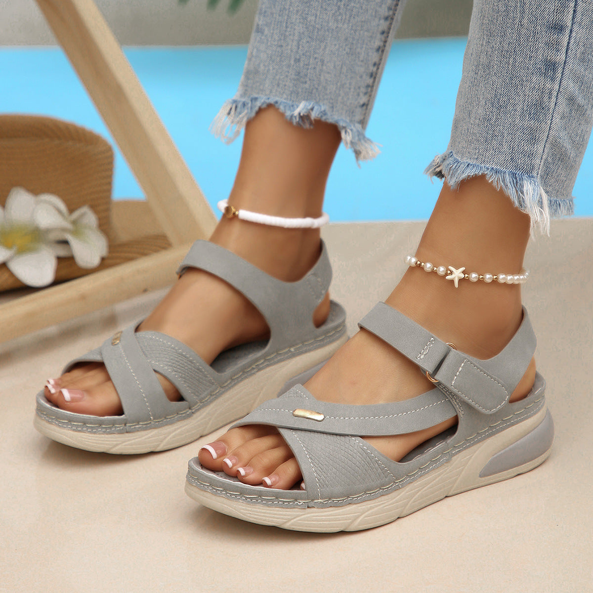 👡 Ljetne sportske sandale s laganom platformom – prianjanje poput ježa, mekani potplat s amortizacijom i udobnost većih veličina 👟✨