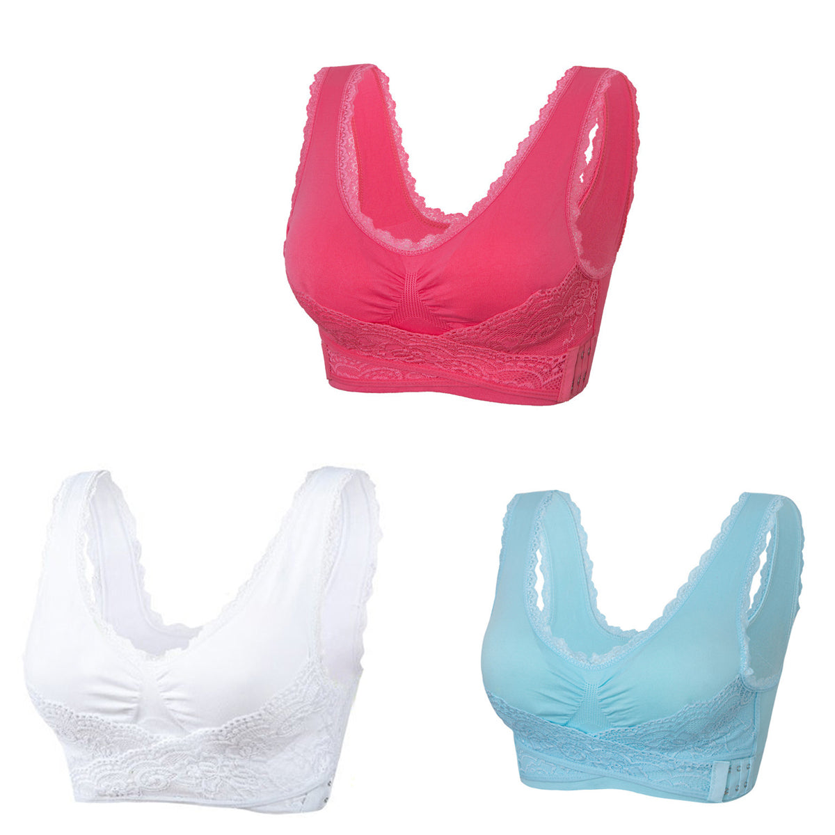 👙【49% ZNIŻKI】🔥Oferta specjalna (3/6 sztuk) wygodny koronkowy biustonosz z guzikami z przodu