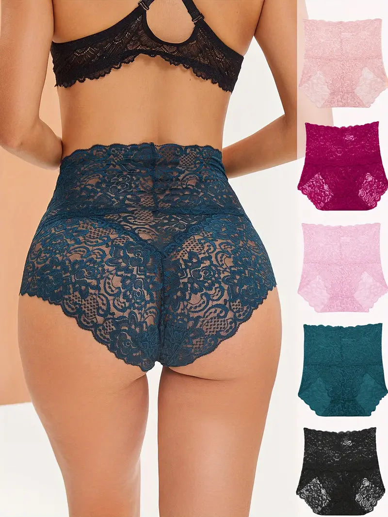 🔥【Kupte 3, získejte 3 zdarma】(6 kusů) - Antibakteriální krajkové tvarující kalhotky s vysokým pasem