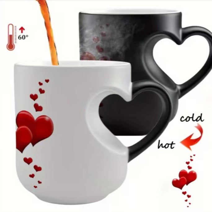 📢📢50% popusta - Valentinova keramička šalica s ručkom u obliku srca koja mijenja boju 💝✨