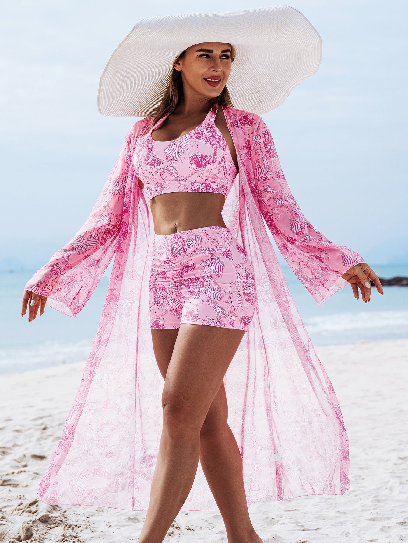 ☀️【Reducere pe timp limitat】👙【S-2XL】Bikini de damă din trei piese cu imprimeu sexy de înaltă calitate