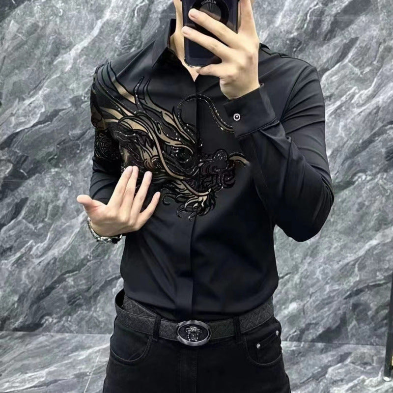 👔💥【M-5XL】🔥 Tricou polo elegant pentru bărbați, cu rever și fermoar - Negru clasic cu broderie rafinată【45-120 KG】