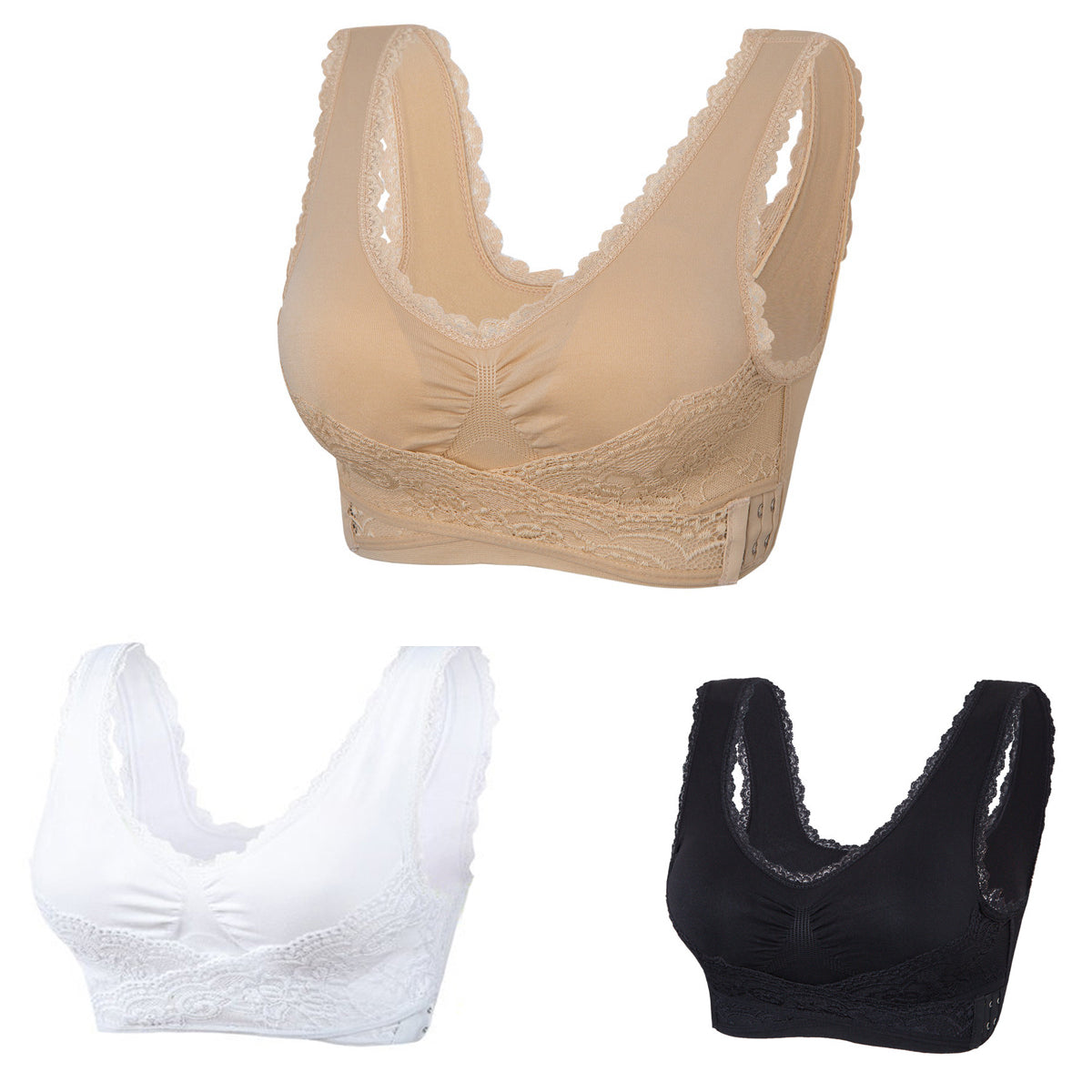 👙【49% ZNIŻKI】🔥Oferta specjalna (3/6 sztuk) wygodny koronkowy biustonosz z guzikami z przodu
