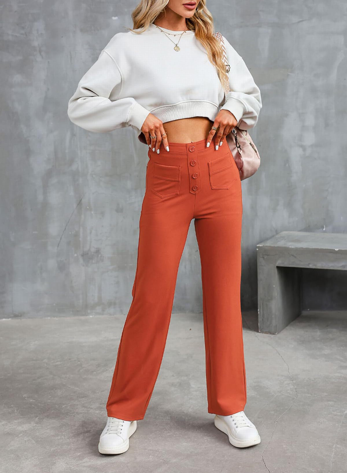 👖🔥【S-5XL】🔥💖Ultima zi de reducere 49%💷Pantaloni elastici casual pentru femei, cu talie înaltă