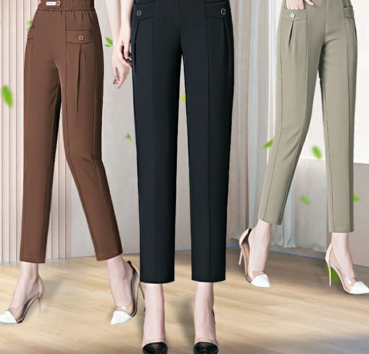 【S-4XL】🔥🔥Pantaloni drepți noi de înaltă calitate, pantaloni casual de îmbrăcăminte exterioară de vară, pantaloni simpli subțiri cu talie înaltă