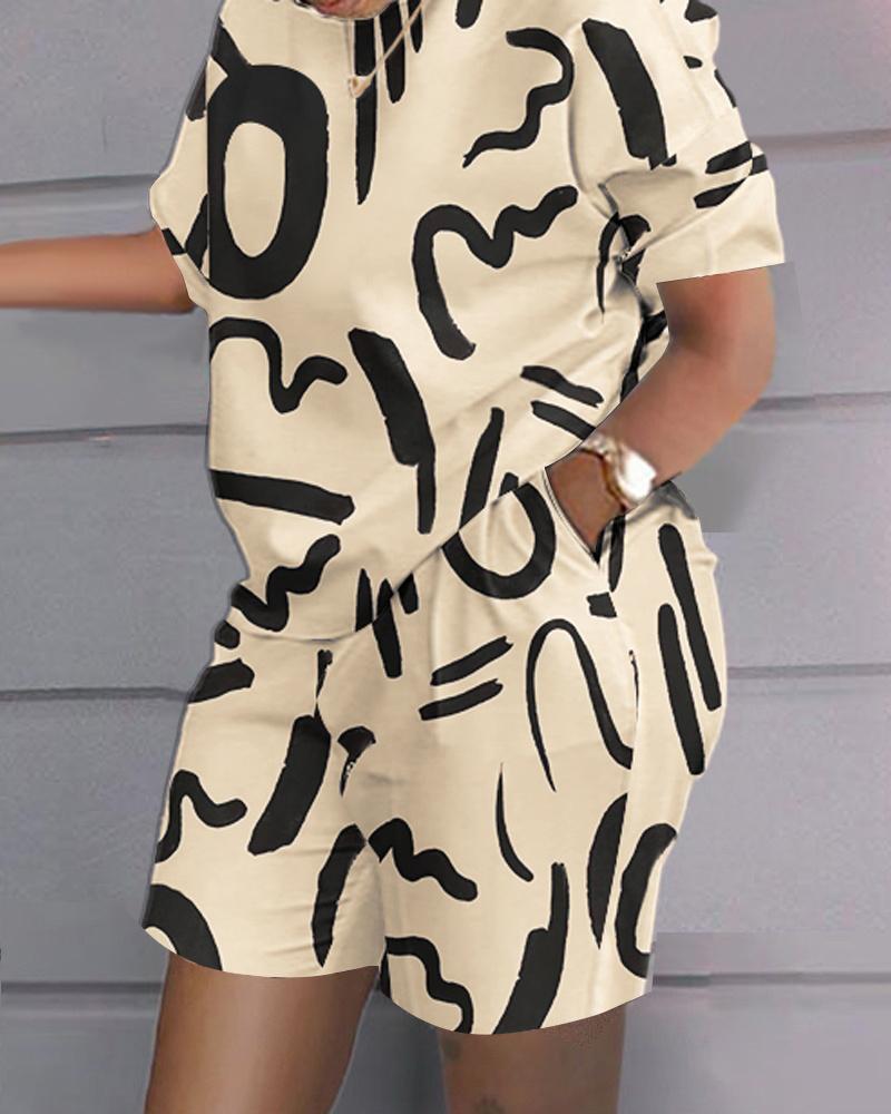 😍【S-4XL】 Modny damski garnitur casual w stylu hip-hop (top + spodenki) -Przyjemna bawełniana tkanina