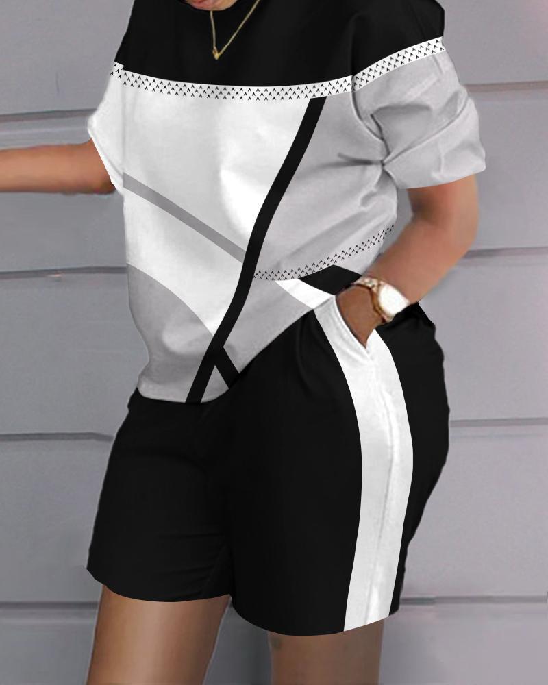 😍【S-4XL】 Modny damski garnitur casual w stylu hip-hop (top + spodenki) -Przyjemna bawełniana tkanina
