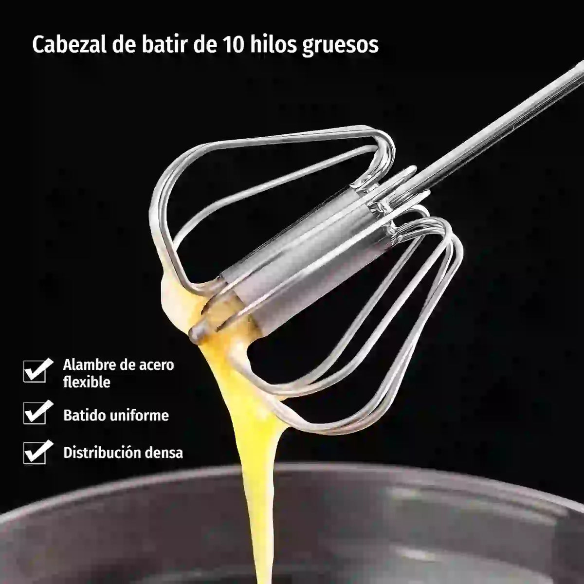 27€【 Conjunto de 2 piezas】Batidor de huevos semiautomático de acero inoxidable