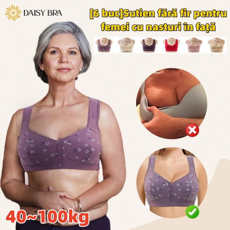 😍40-100kg❤️【3 buc】【S-6XL】Sutien fără fir pentru femei cu nasturi în față