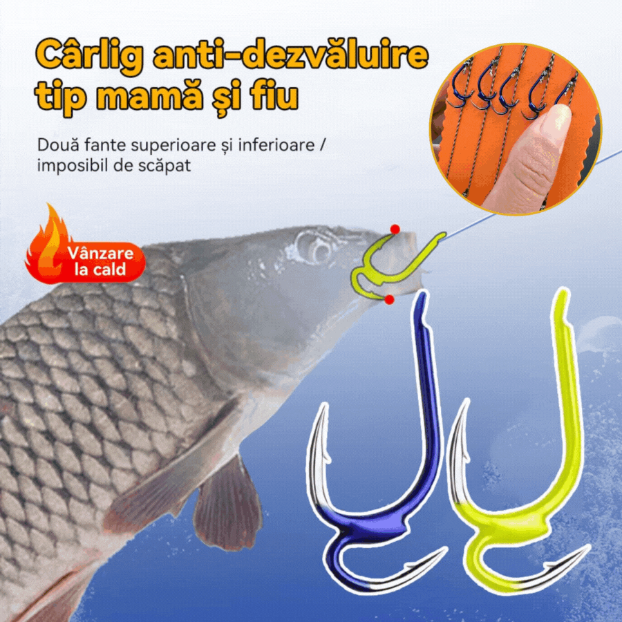 🎣【10/20/30 buc.】Cârlige de pescuit importate,Designul cu cârlig dublu previne eficient peștele să scape