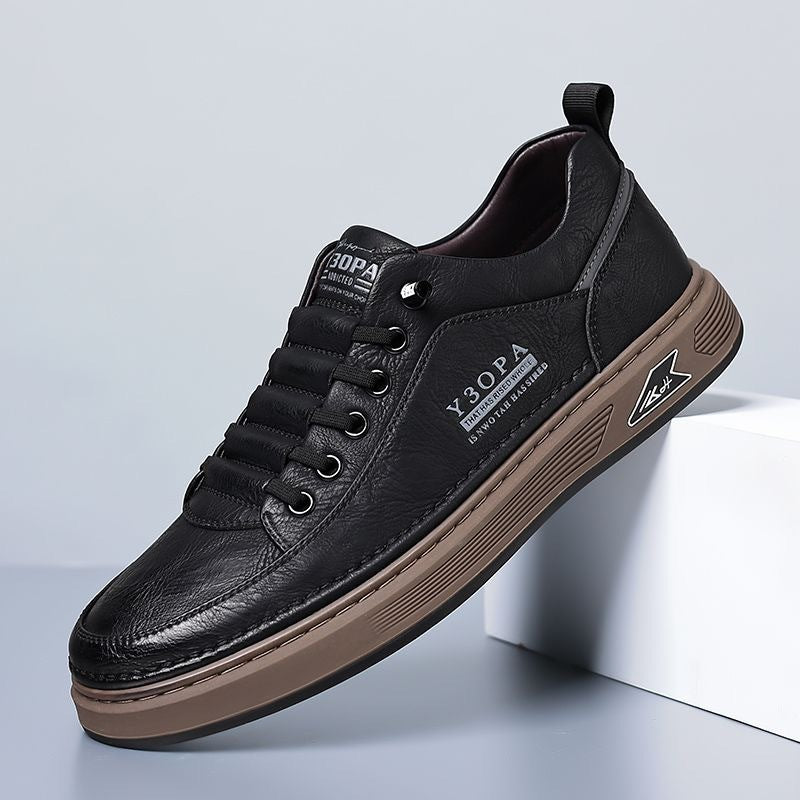 👟【39-44】2025 Męskie oddychające skórzane płaskie buty biznesowe