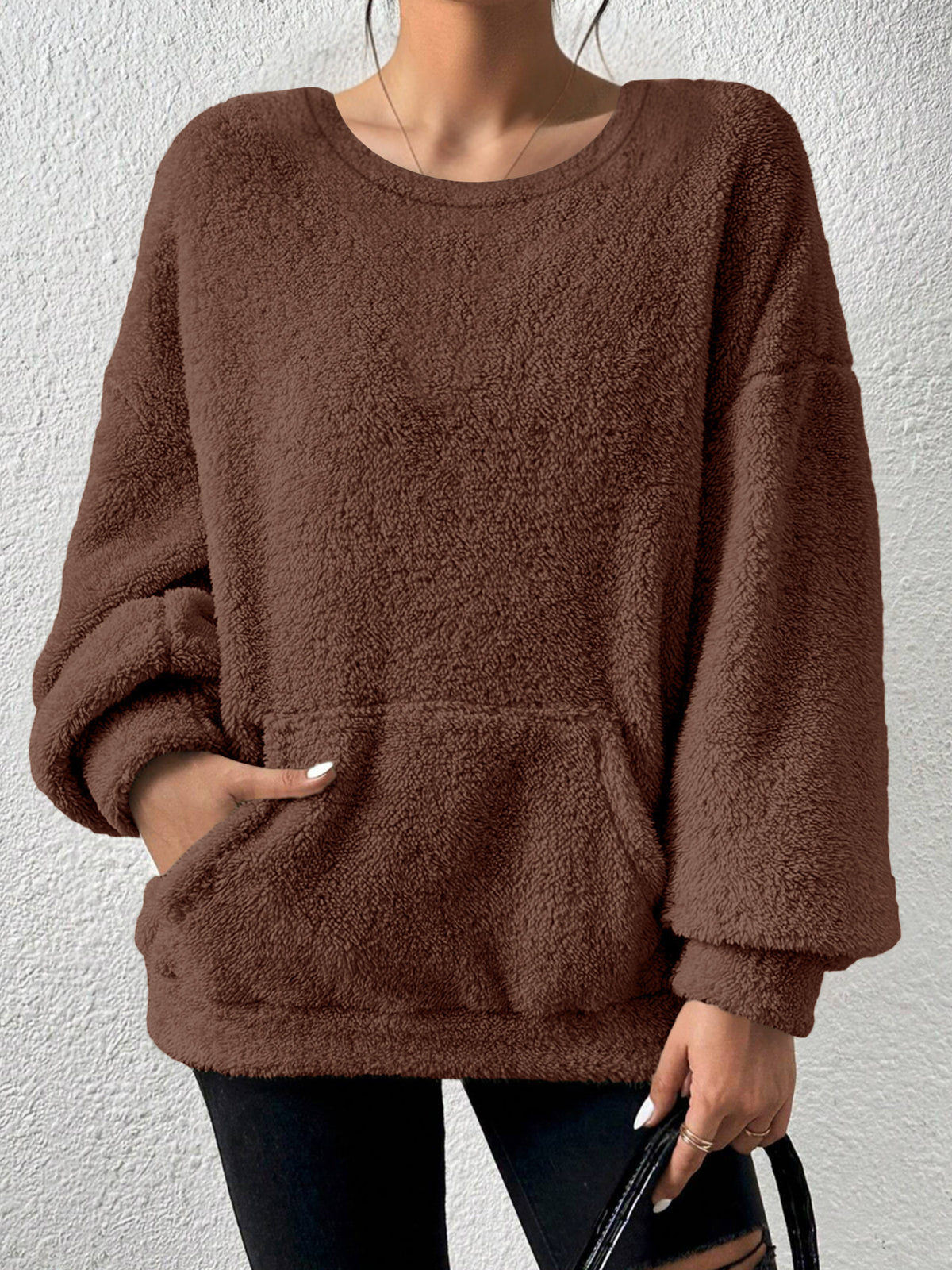 🌸【S-5XL】2025 Nowa, jesienno-zimowa, modna bluza z długim rękawem w jednolitym kolorze