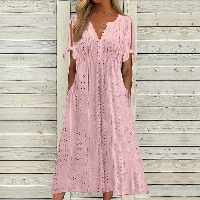 【🏆Najlepiej sprzedające się produkty】【S-5XL】👗2025 Prosta i delikatna sukienka w jednolitym kolorze