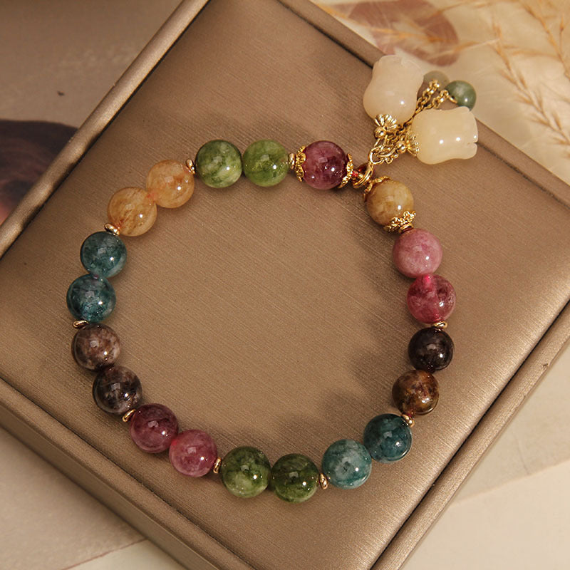 🌸【Cutie cadou rafinată】🎁✨Bratara Turmalina Colorata Naturala -- 4074769