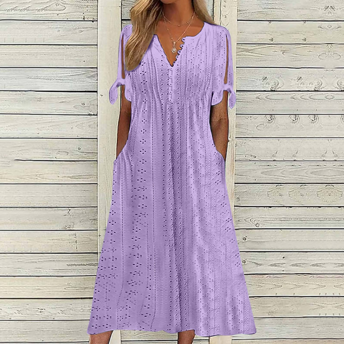 【🏆Najlepiej sprzedające się produkty】【S-5XL】👗2025 Prosta i delikatna sukienka w jednolitym kolorze