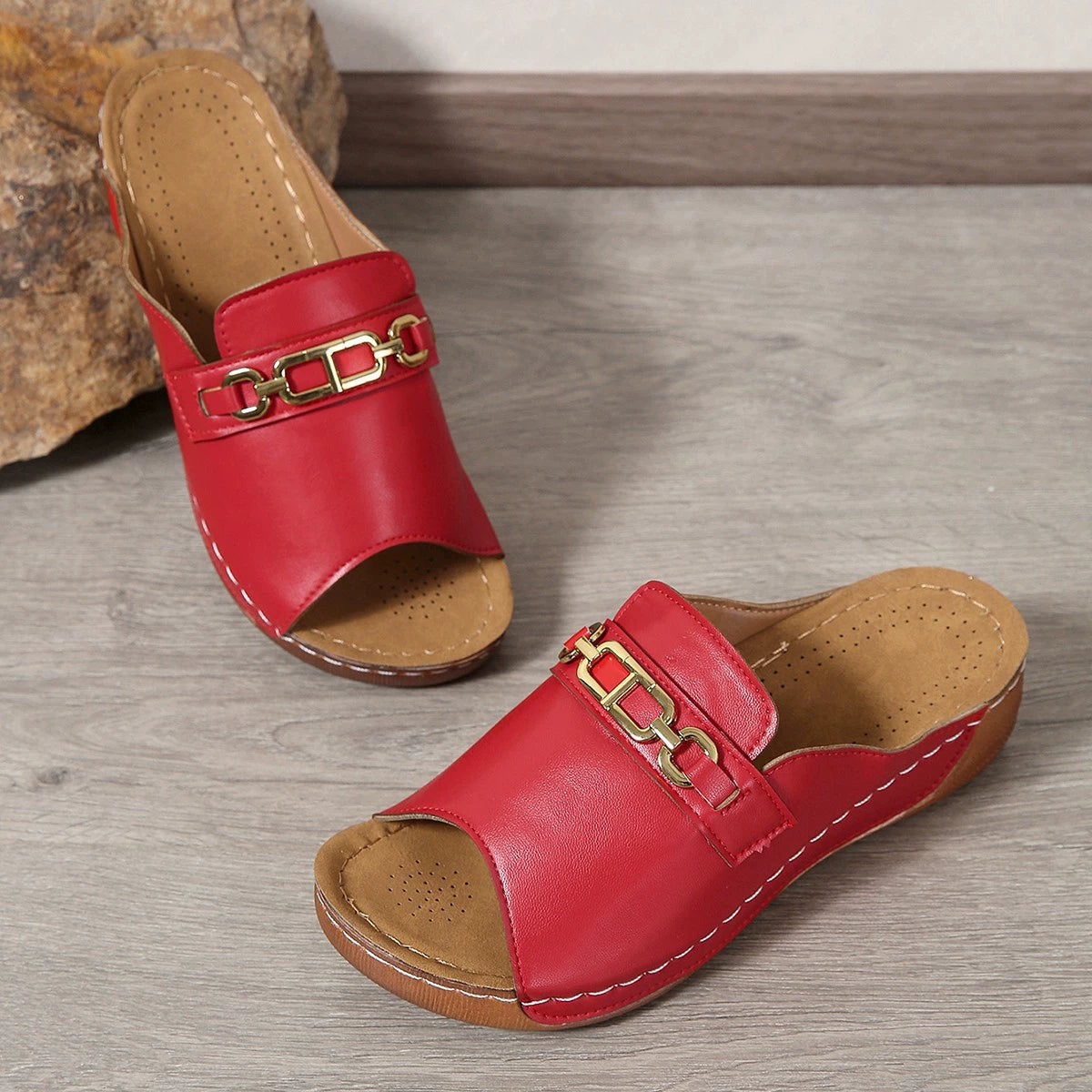 👡【36-43】🔥Talpă moale, sandale cu pană confortabile și anti-alunecare 💥