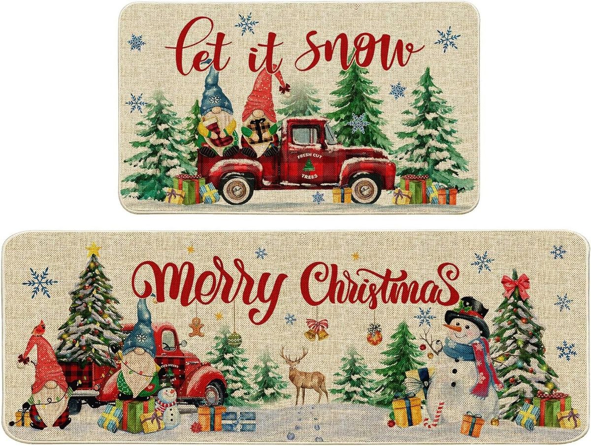 🎄【Kúp 1, získaj 1 zadarmo】🎄【40*60+40*120cm】 Nová vianočná izba kuchyňa izba kuchynské dvere odolné voči škvrnám dekoratívne rohože