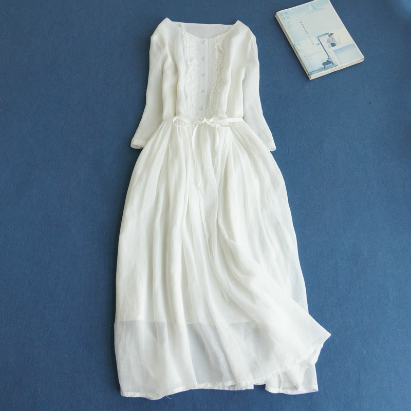 👗👗【XS-3XL】Rochie lungă din bumbac și in pentru vară