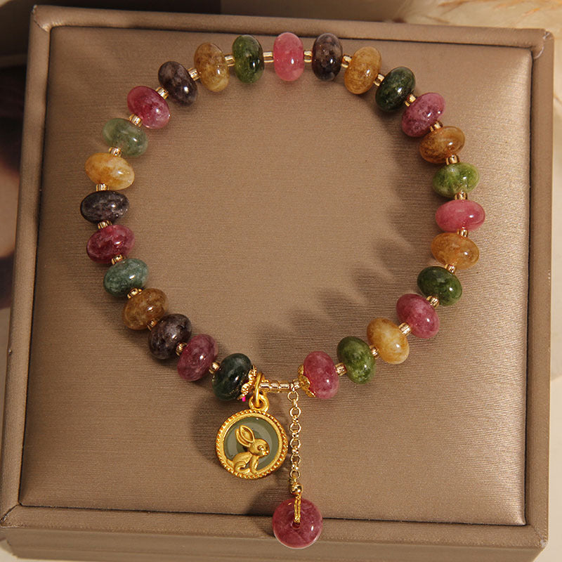 🌸【Cutie cadou rafinată】🎁✨Bratara Turmalina Colorata Naturala -- 4074769