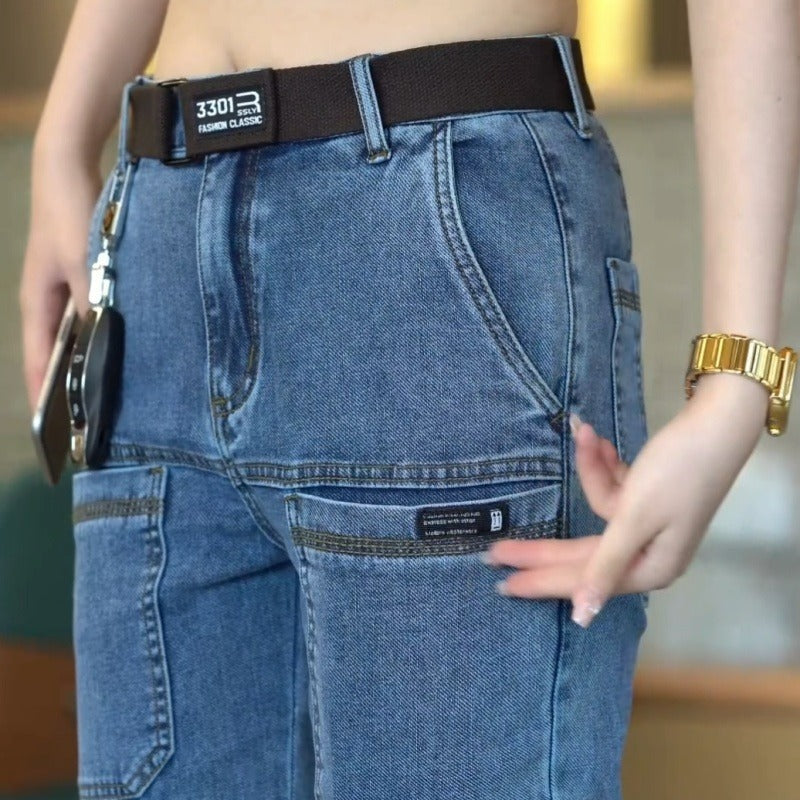 👏【Reducere pe timp limitat】👍【28-36】👖👖Blugi durabili pentru bărbați, cu picioare drepte, cu buzunare multiple