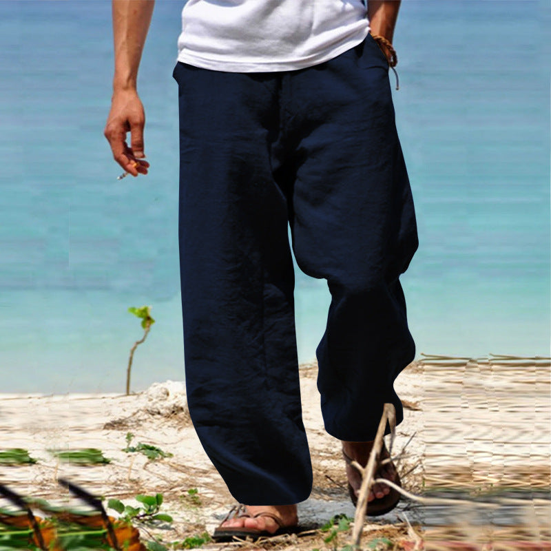 👖🕺【45% popusta 🔥】【S–5XL】😍 Ljetne muške ravne hlače širokih nogavica u velikim veličinama, jednobojne, s vezicom u struku, ležerne i prozračne, 8 boja