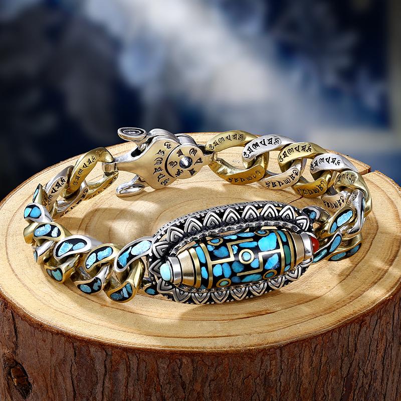đ„ Najprodavanijeâš Narukvica od 925 sterling srebra s vintage tirkizom i ĆĄest znakova mantre-H
