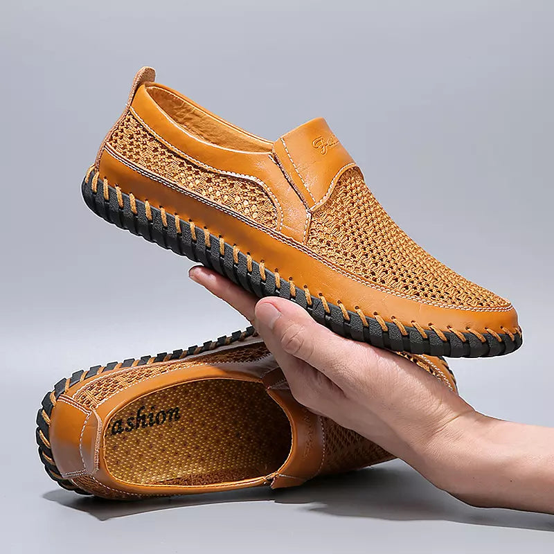 【38-48】👞Nowe męskie buty ze skóry siatkowej na wiosnę i lato - duże rozmiary - prawdziwa skóra bydlęca, odporne na pot i nieprzyjemny zapach, oddychające i wygodne