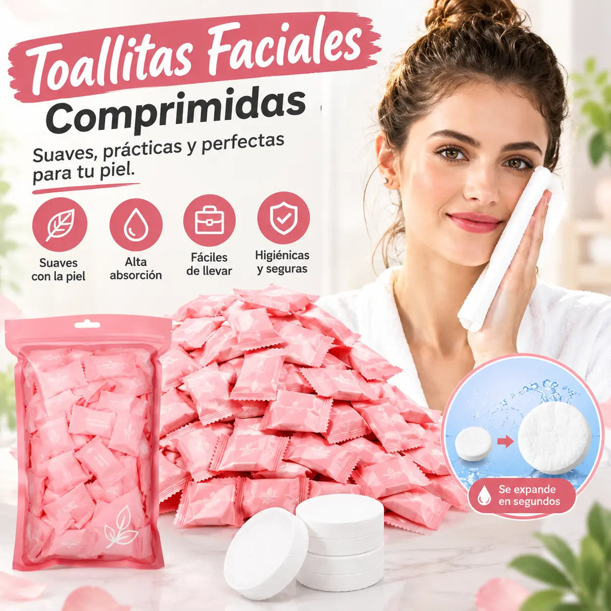 【100 piezas】toallas desechables, toallas faciales comprimidas portátiles