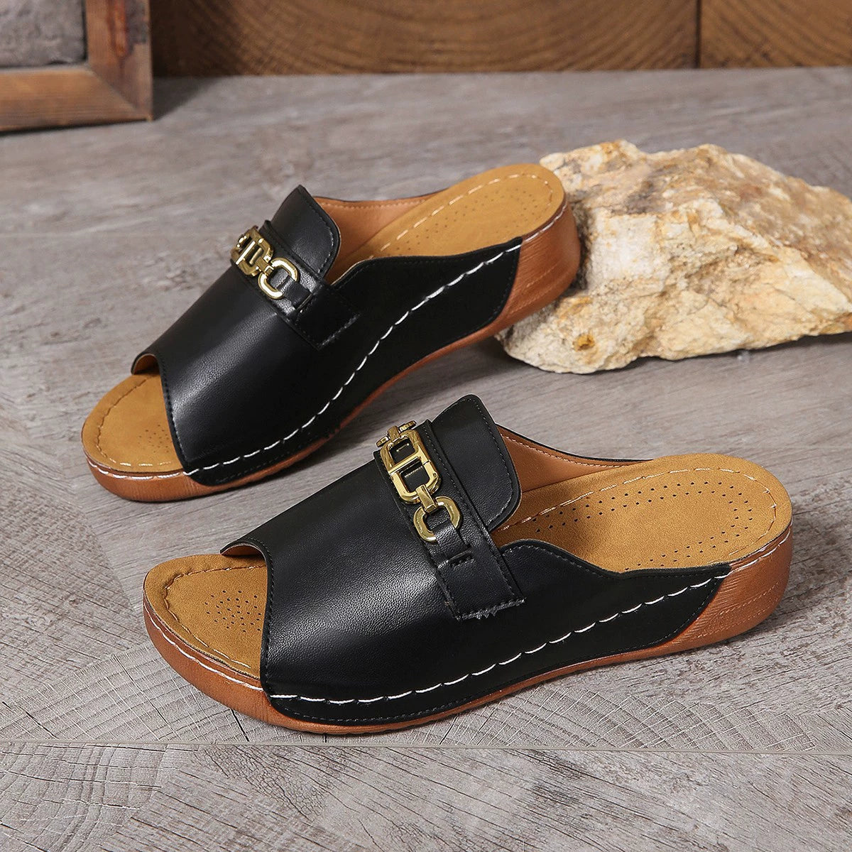 👡【36-43】🔥Talpă moale, sandale cu pană confortabile și anti-alunecare 💥