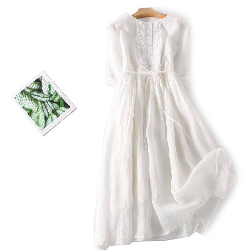 👗👗【XS-3XL】Rochie lungă din bumbac și in pentru vară