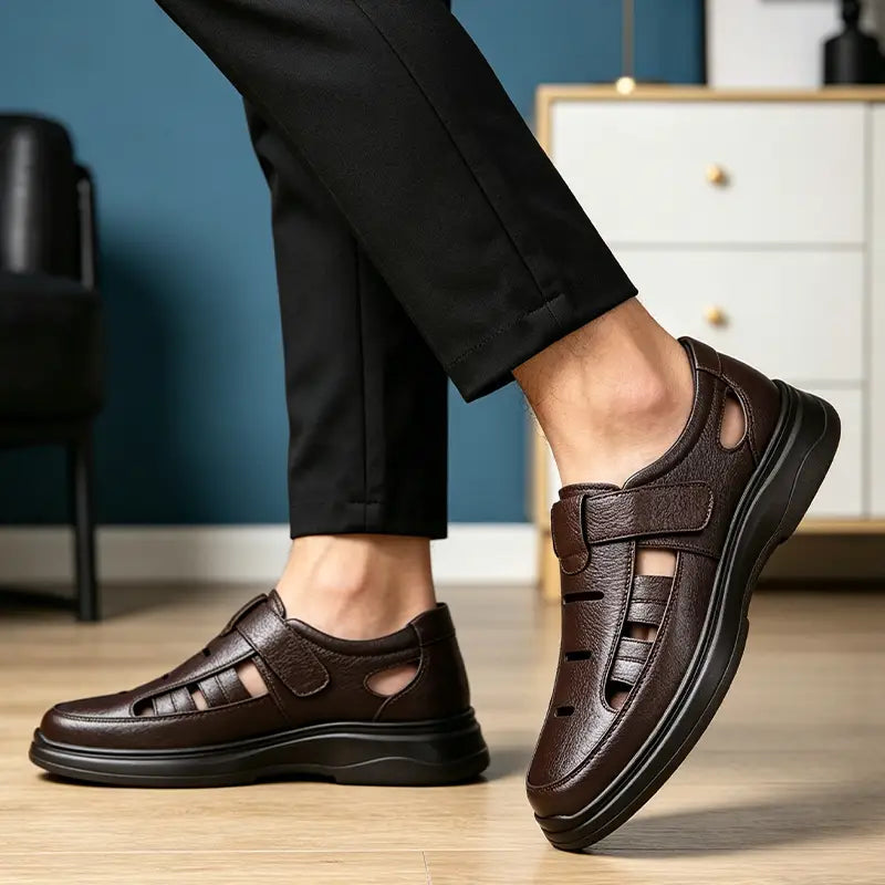 🌬️【Vremenski ograničeno 50% popusta】👞Muške ljetne cipele od prave kože - izuzetno prozračne, udobne za hodanje!