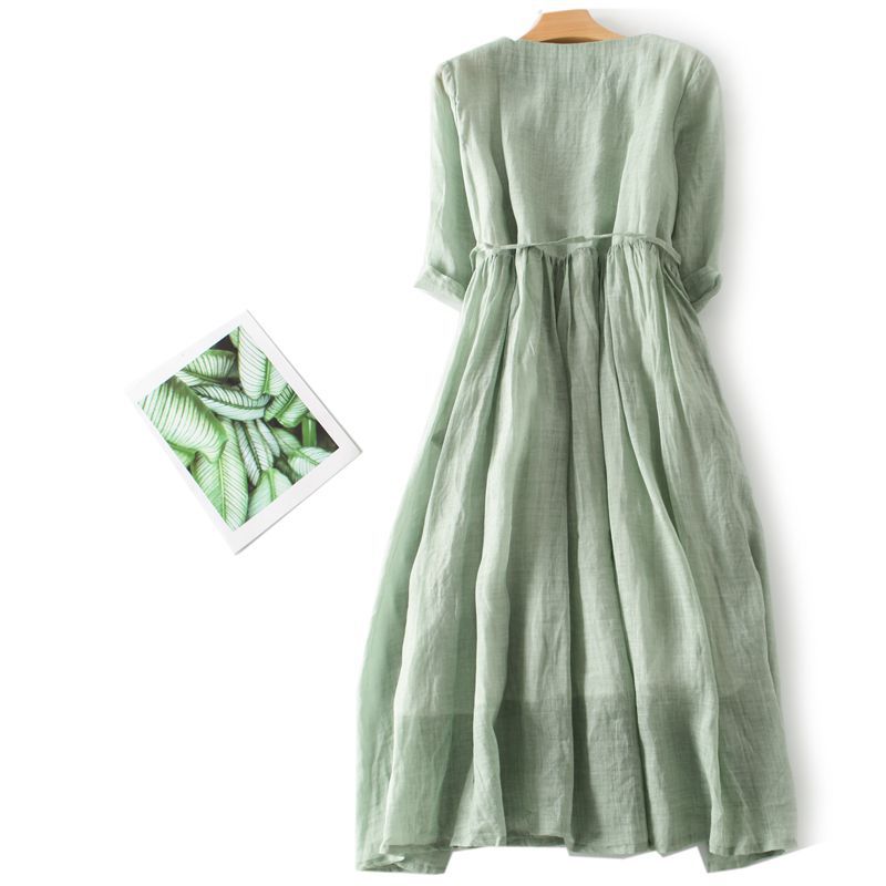 👗👗【XS-3XL】Rochie lungă din bumbac și in pentru vară