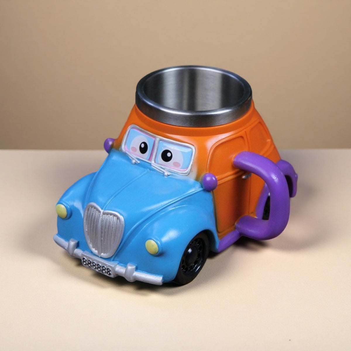 🏆✨【Ograniczona czasowo zniżka】Mechaniczny kubek do kawy ze stali nierdzewnej z wytłoczonym modelem samochodu w stylu retro