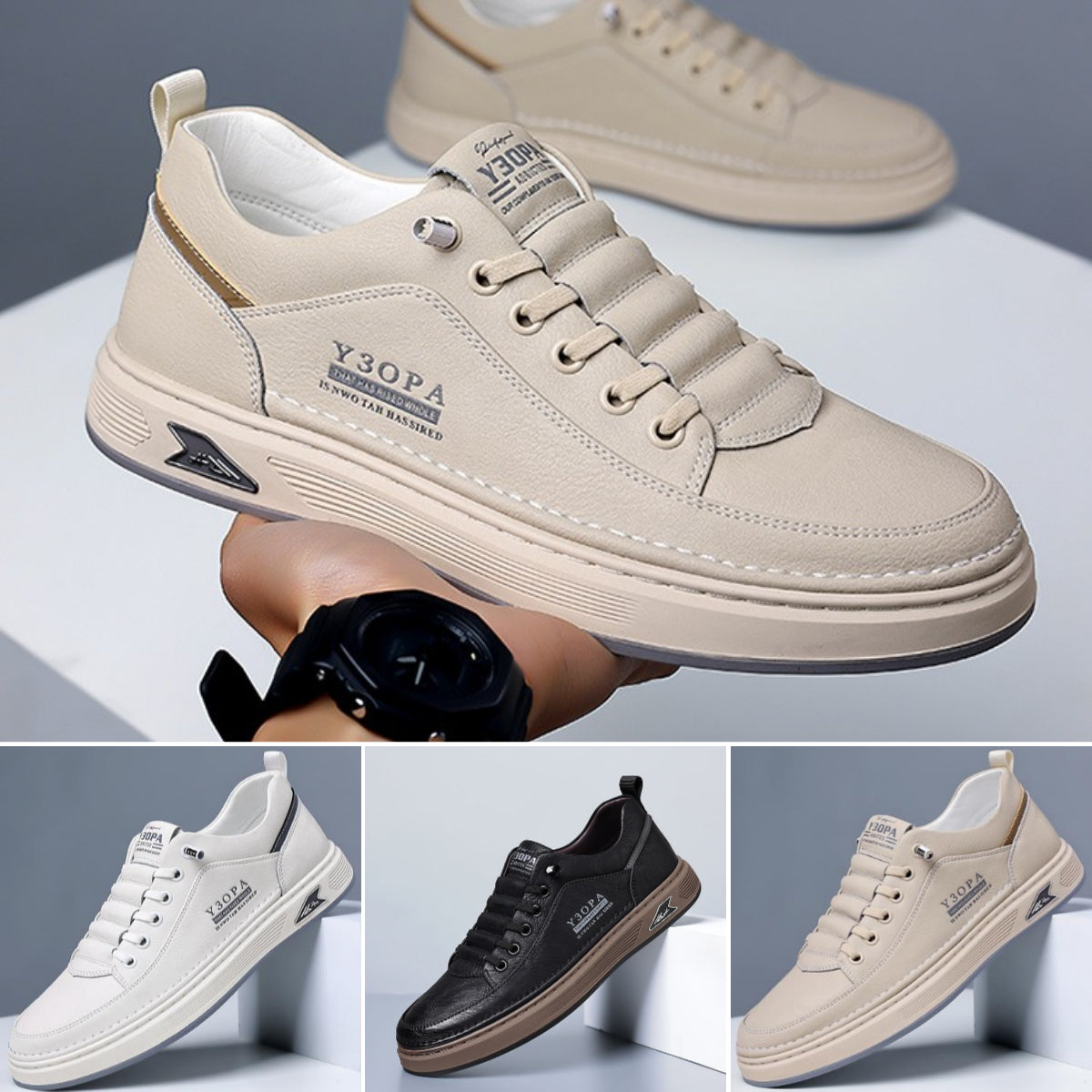 👟【39-44】2025 Męskie oddychające skórzane płaskie buty biznesowe