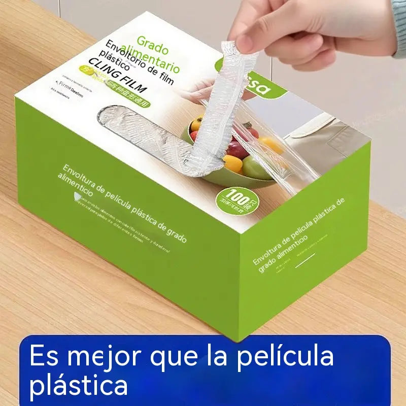 Extra grueso, paquete de 4 cajas (400 piezas)-29€-Cubiertas elásticas antibacterianas para alimentos; bolsas desechables de grado alimentario para almacenamiento en cocina o refrigerador.