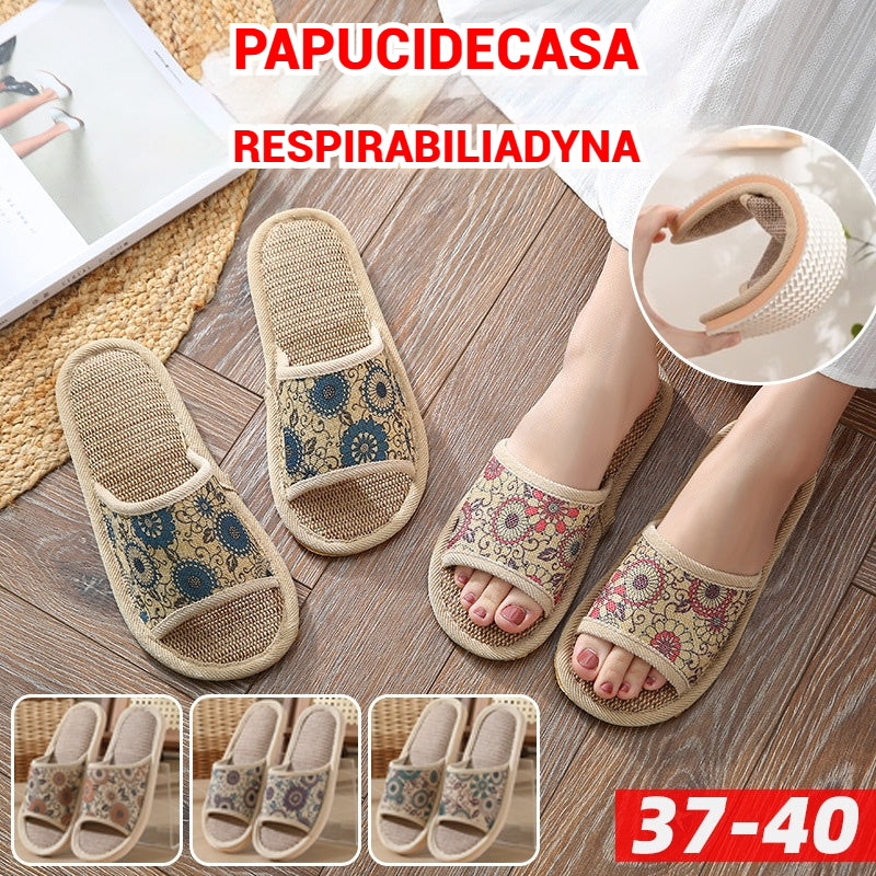 【3 pary】【37-40】2025 nowe bawełniane i lniane kapcie dla kobiet, kapcie całoroczne