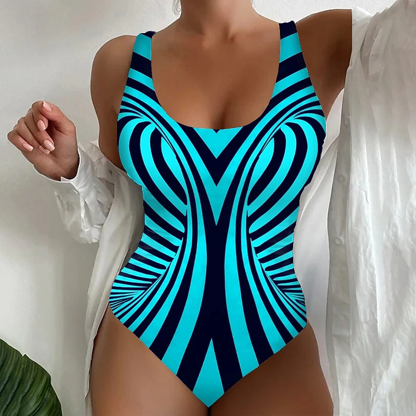 🥰【Obniżka ceny, oferta ograniczona czasowo】🔥🔥【S~8XL】Seksowny, jednoczęściowy kostium kąpielowy w paski
