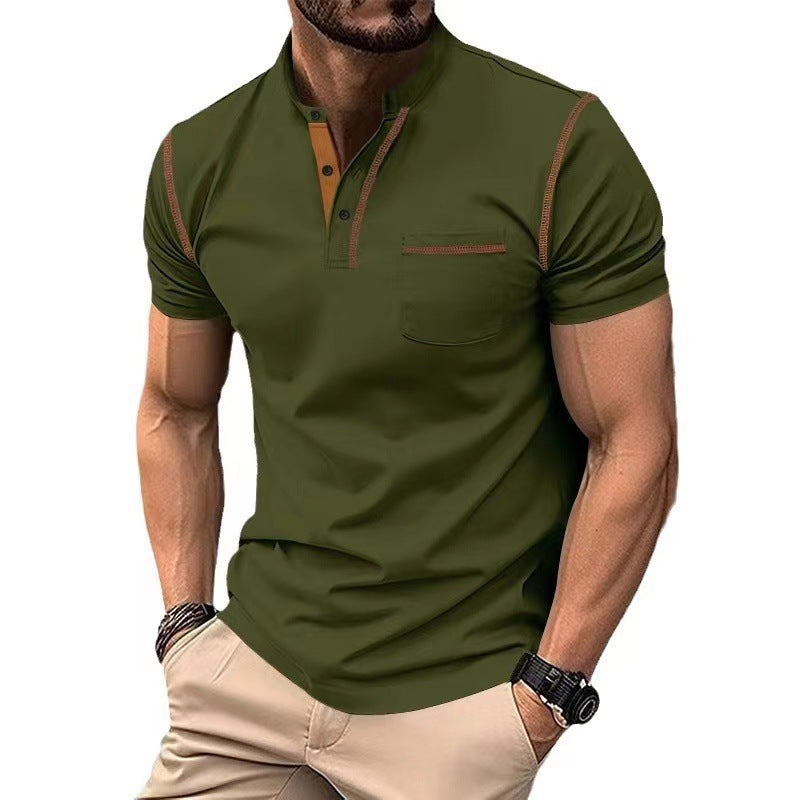👕【S-XXXL】2026 Nova muška polo majica/majica kratkih rukava s gumbima, jednobojna, s V-izrezom, ležerni stil