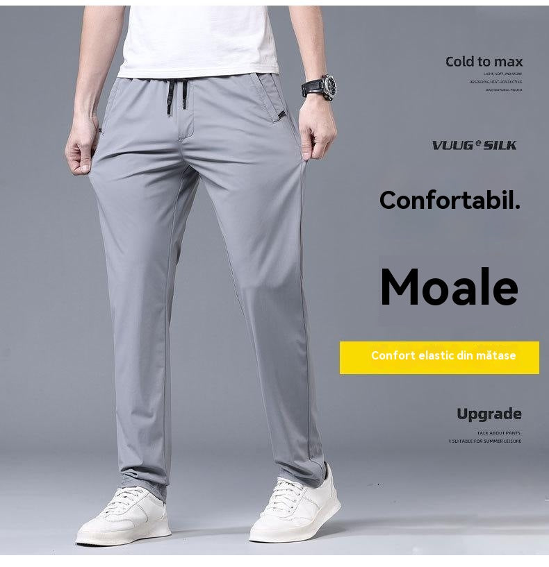 【40-115kg】🔥Pantaloni noi de mătase elastică din gheață pentru primăvară și vară 2025